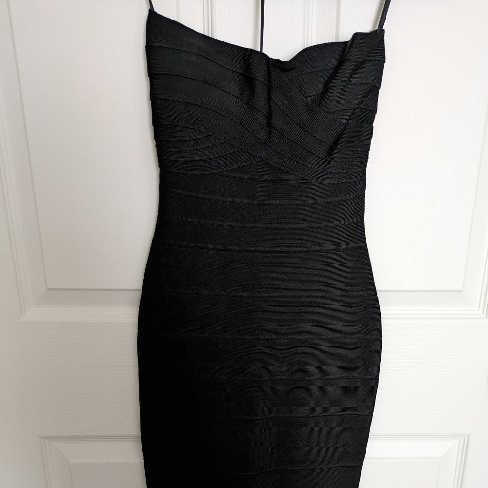 Erin Rayon Fitted Strapless Black Dress Size XS